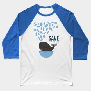 Save The Ocean Keep The Sea Plastic Free Turtle Scene Baseball T-Shirt